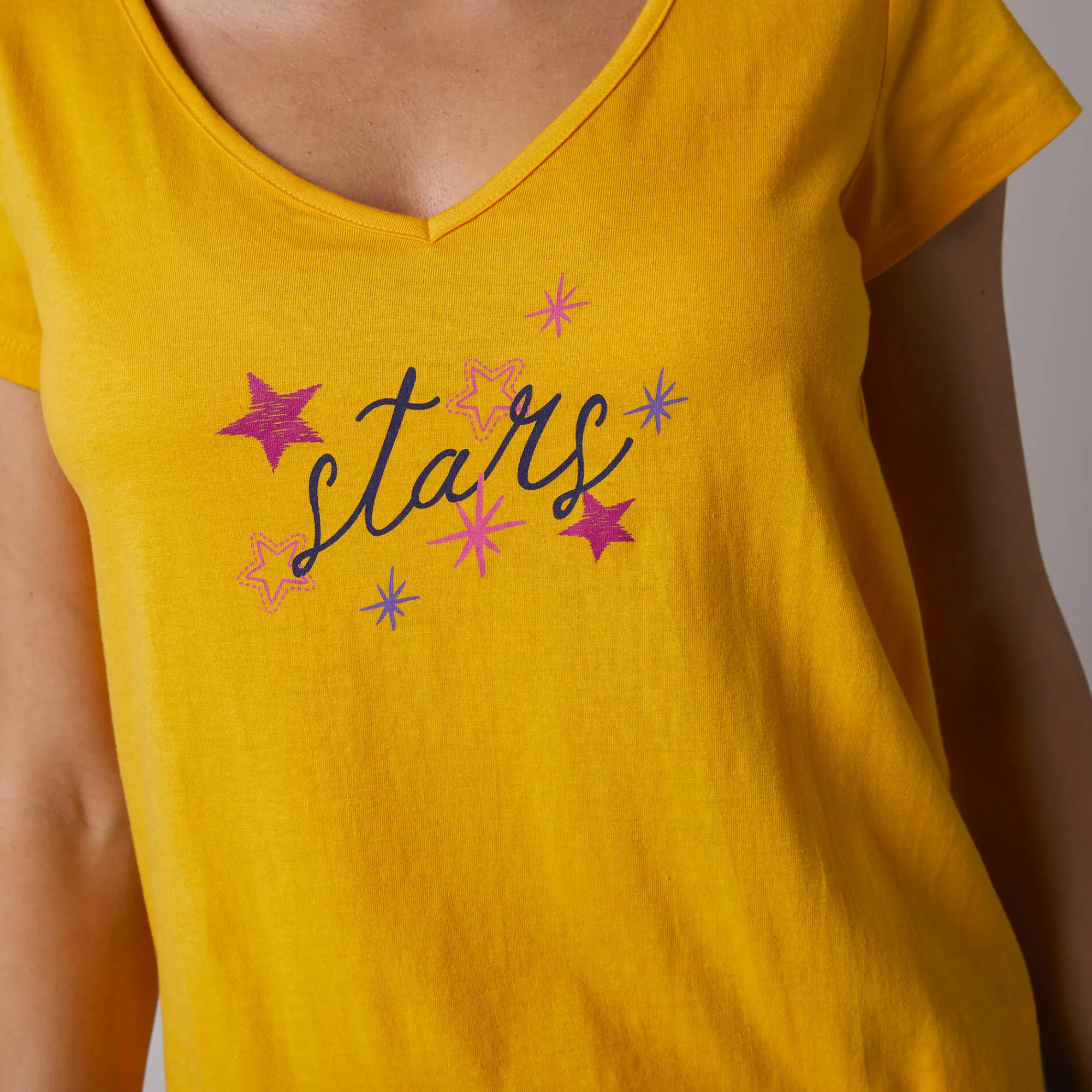 Pyjama<Blancheporte Pyjamashirt met korte mouwen en print Estrella geel