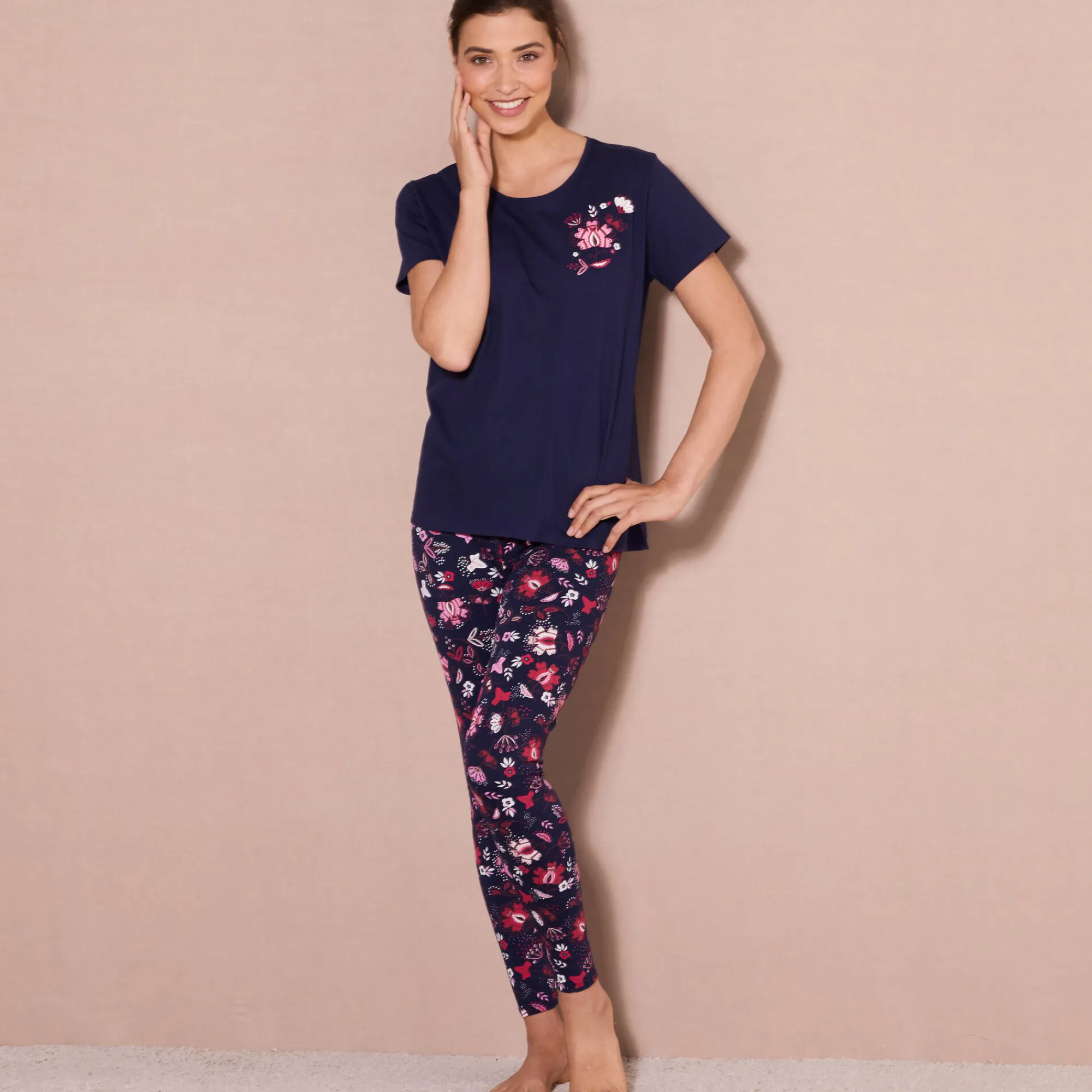 Pyjama<Blancheporte Pyjamashirt met korte mouwen marine