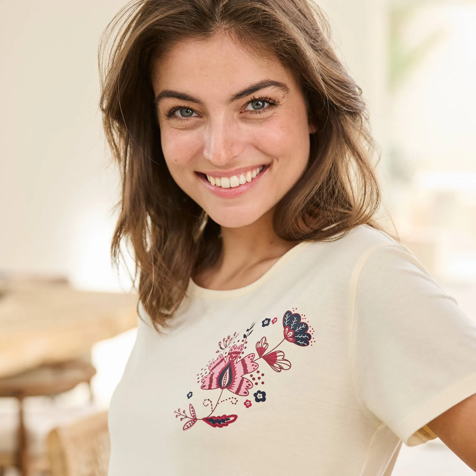 Pyjama<Blancheporte Pyjamashirt met korte mouwen ecru
