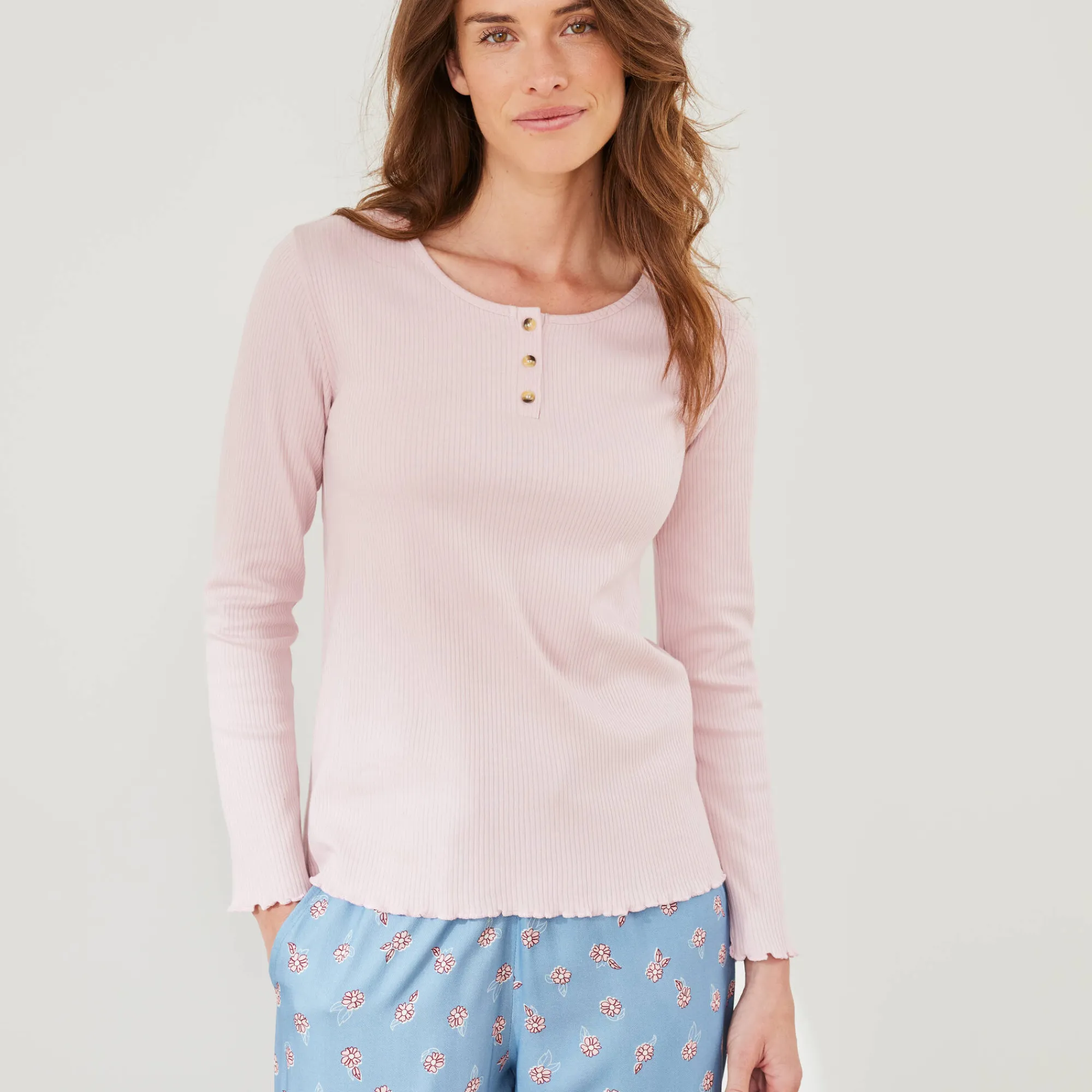 Pyjama<Blancheporte Pyjamashirt met lange mouwen roze