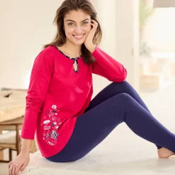 Pyjama<Blancheporte Pyjamashirt met lange mouwen rood