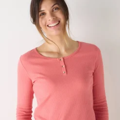 Pyjama<Blancheporte Pyjamashirt met lange mouwen koraal