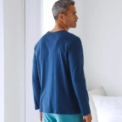 Pyjama En Kamerjas<Blancheporte Pyjamashirt met lange mouwen en bootmotief marine / aqua
