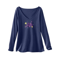 Pyjama<Blancheporte Pyjamashirt met lange mouwen en print Estrella marine
