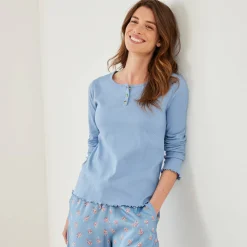 Pyjama<Blancheporte Pyjamashirt met lange mouwen blauw