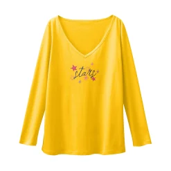 Pyjama<Blancheporte Pyjamashirt met lange mouwen en print Estrella geel