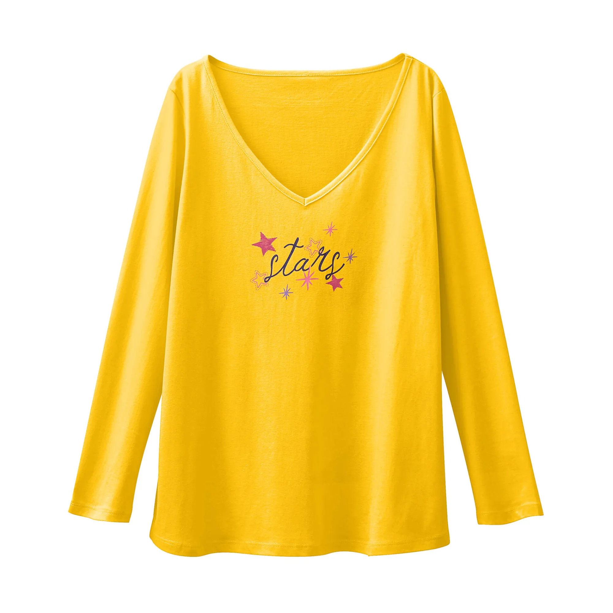 Pyjama<Blancheporte Pyjamashirt met lange mouwen en print Estrella geel