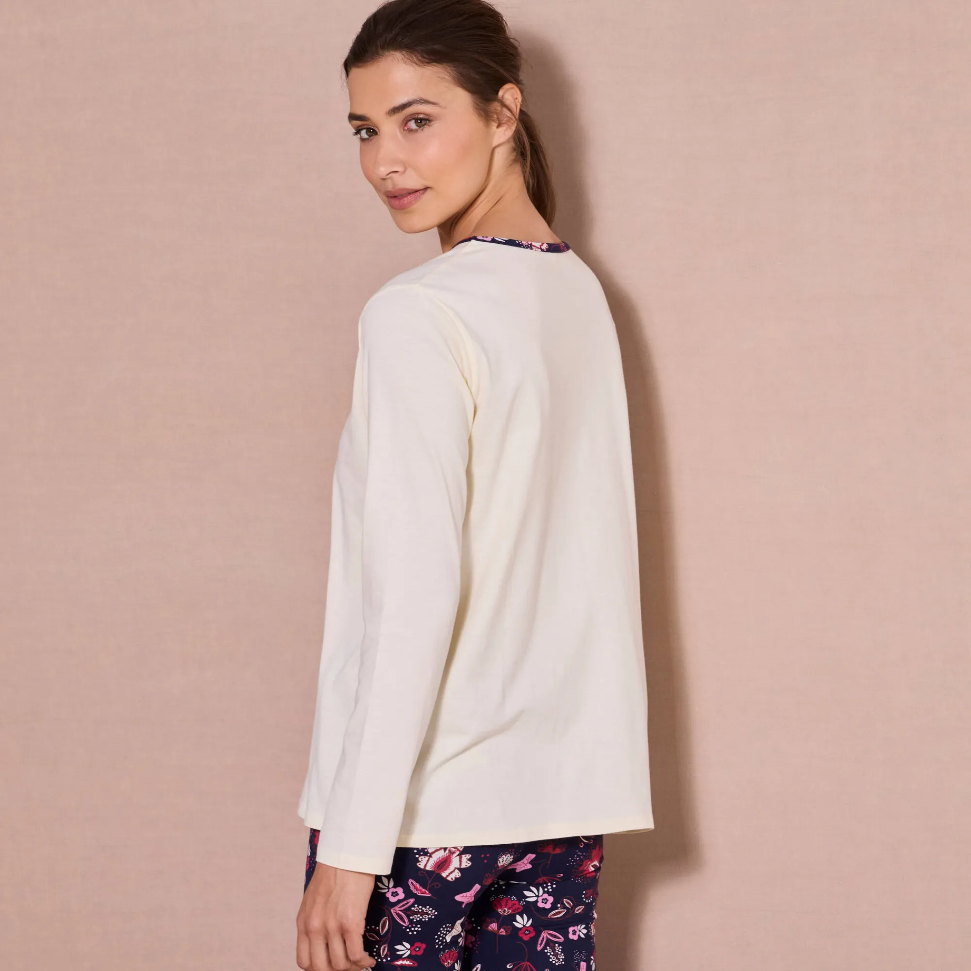 Pyjama<Blancheporte Pyjamashirt met lange mouwen ecru