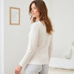 Pyjama<Blancheporte Pyjamashirt met lange mouwen ivoorkleur