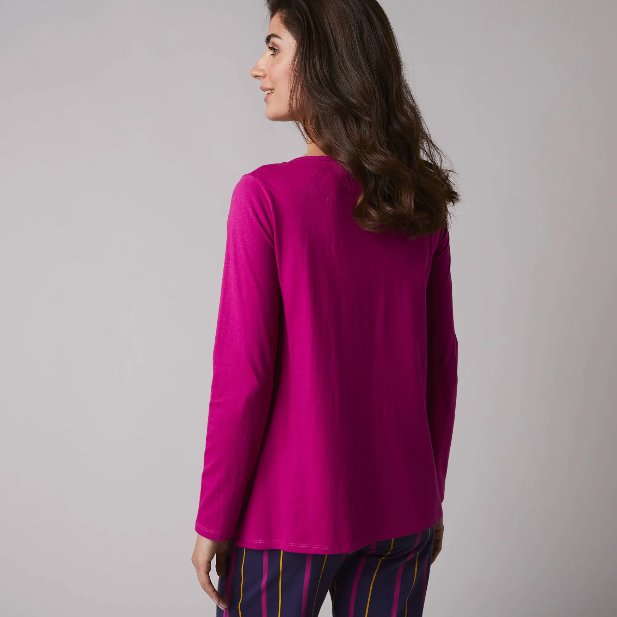 Pyjama<Blancheporte Pyjamashirt met lange mouwen en print Estrella fuchsia