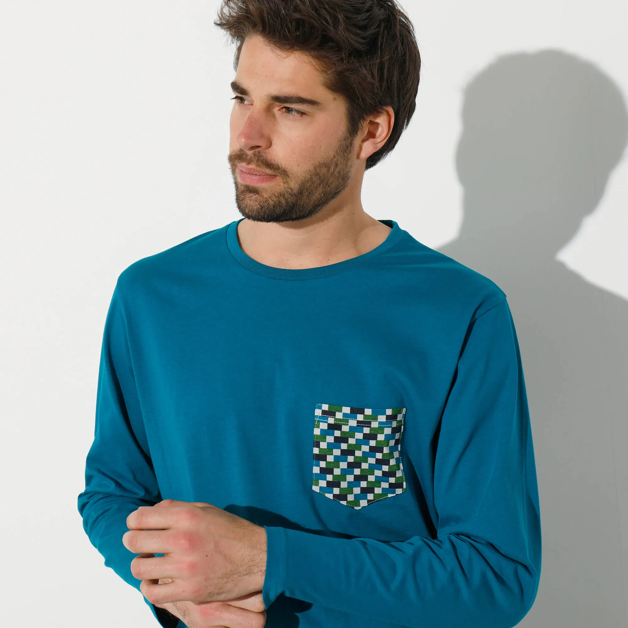 Pyjama En Kamerjas<Blancheporte Pyjamashirt met lange mouwen eendenblauw
