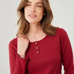 Pyjama<Blancheporte Pyjamashirt met lange mouwen bordeaux