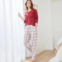 Pyjama<Blancheporte Pyjamashirt met lange mouwen bordeaux