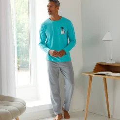 Pyjama En Kamerjas<Blancheporte Pyjamashirt met lange mouwen en surfmotief aqua