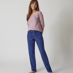 Pyjama<Blancheporte Pyjamashirt met lange mouwen en bloemenmotief grijsmauve