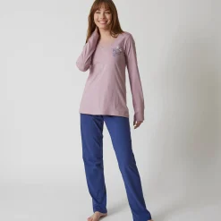 Pyjama<Blancheporte Pyjamashirt met lange mouwen en bloemenmotief grijsmauve