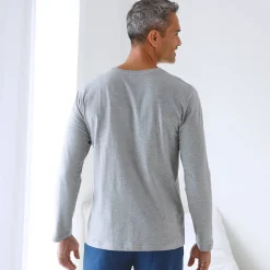 Pyjama En Kamerjas<Blancheporte Pyjamashirt met lange mouwen en strepenprint grijs / aqua