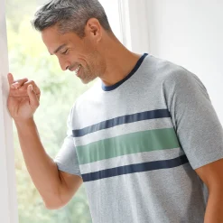 Pyjama En Kamerjas<Blancheporte Pyjamashirt met strepen en korte mouwen chiné grijs