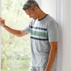 Pyjama En Kamerjas<Blancheporte Pyjamashirt met strepen en korte mouwen chiné grijs