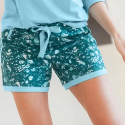 Pyjama<Blancheporte Pyjamashort - groen met bloemenprint smaragd