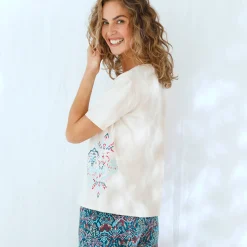 Pyjama<Blancheporte Pyjama-T-shirt met Ikat-print zandkleur