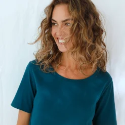 Pyjama<Blancheporte Pyjama-T-shirt met Ikat-print eendenblauw