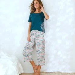 Pyjama<Blancheporte Pyjama-T-shirt met Ikat-print eendenblauw