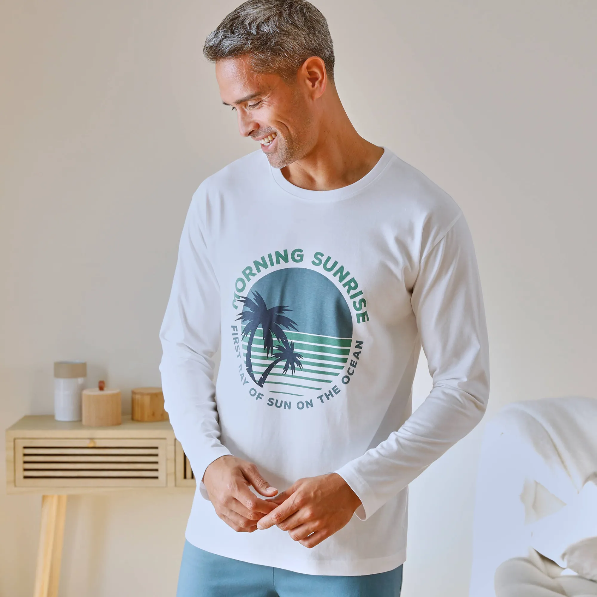 Pyjama En Kamerjas<Blancheporte Pyjama-T-shirt met lange mouwen, wit