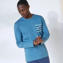 Pyjama En Kamerjas<Blancheporte Pyjama-T-shirt met lange mouwen, blauw