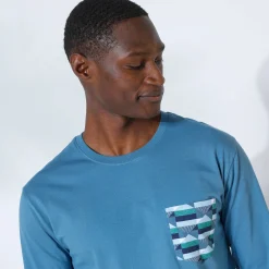 Pyjama En Kamerjas<Blancheporte Pyjama-T-shirt met lange mouwen, blauw