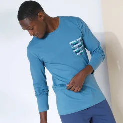 Pyjama En Kamerjas<Blancheporte Pyjama-T-shirt met lange mouwen, blauw