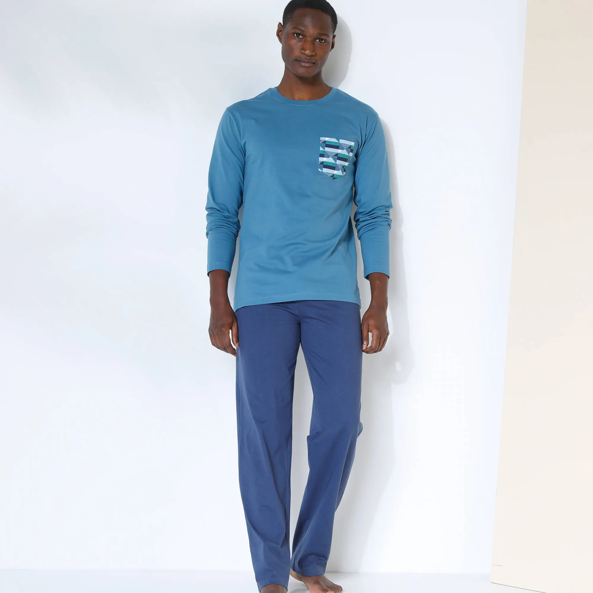 Pyjama En Kamerjas<Blancheporte Pyjama-T-shirt met lange mouwen, blauw