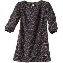 Jurk<Blancheporte Rechte, bedrukte jurk met 7/8-mouwen marine / roze