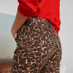 Broek<Blancheporte Rechte broek, dierenhuidprint taupe / chocolade