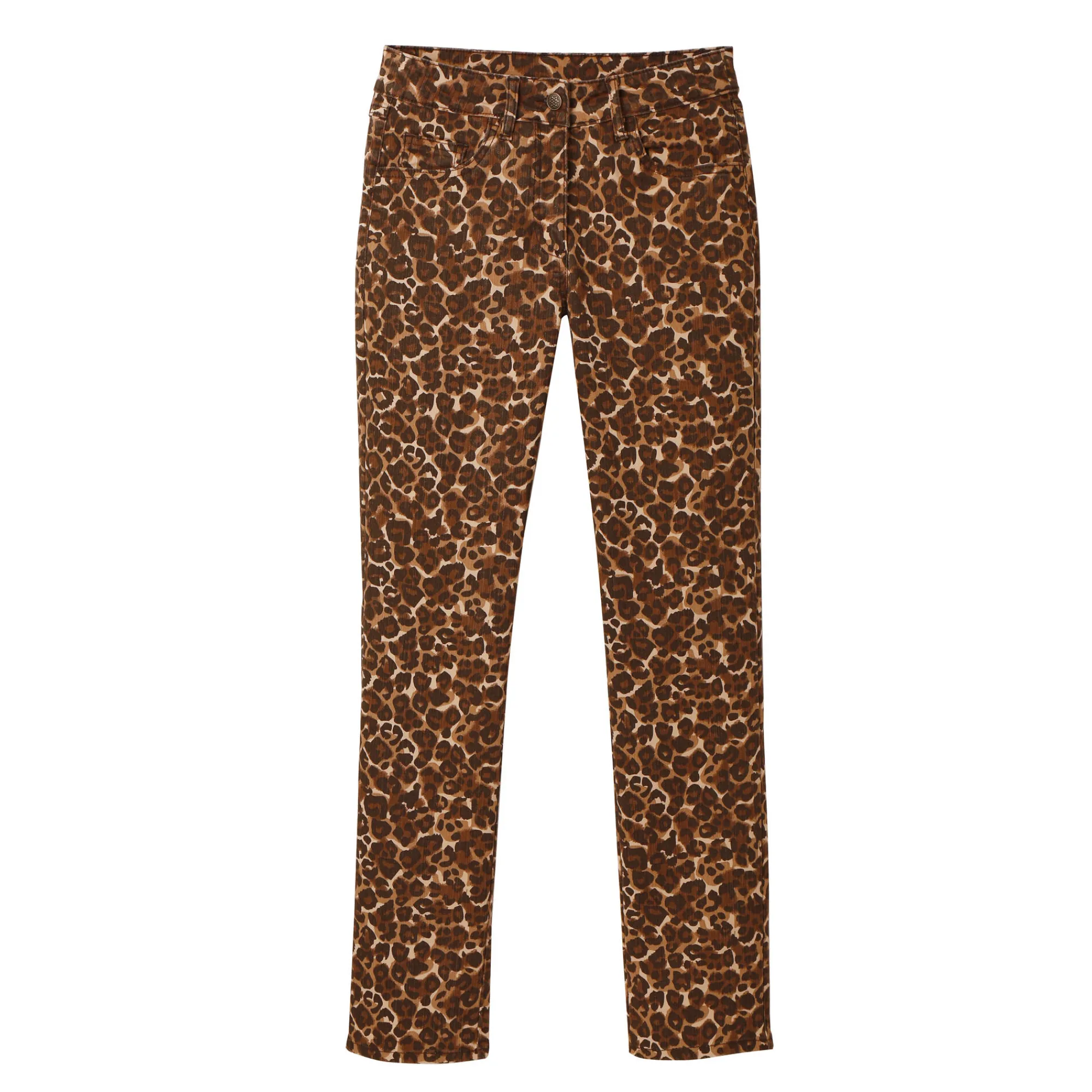 Broek<Blancheporte Rechte broek, dierenhuidprint taupe / chocolade