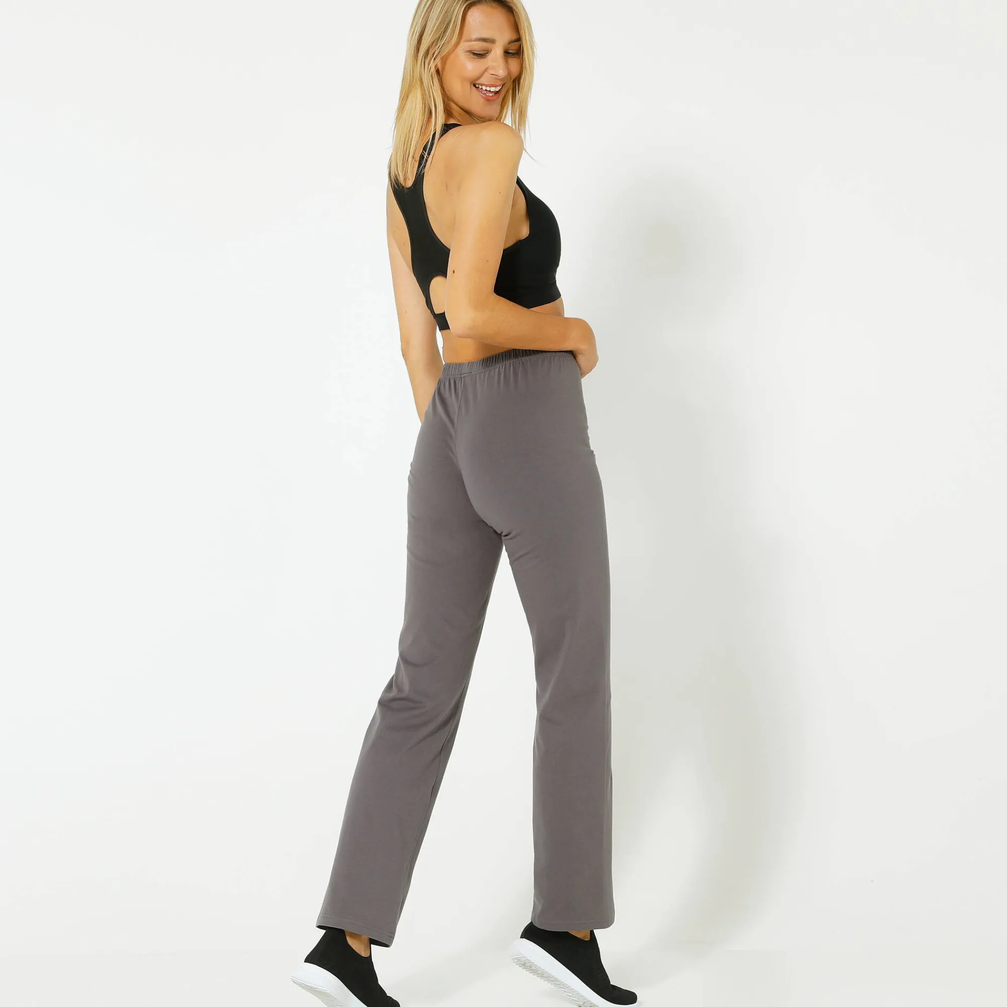 Legging|Broek<Blancheporte Rechte broek in biokateon antraciet