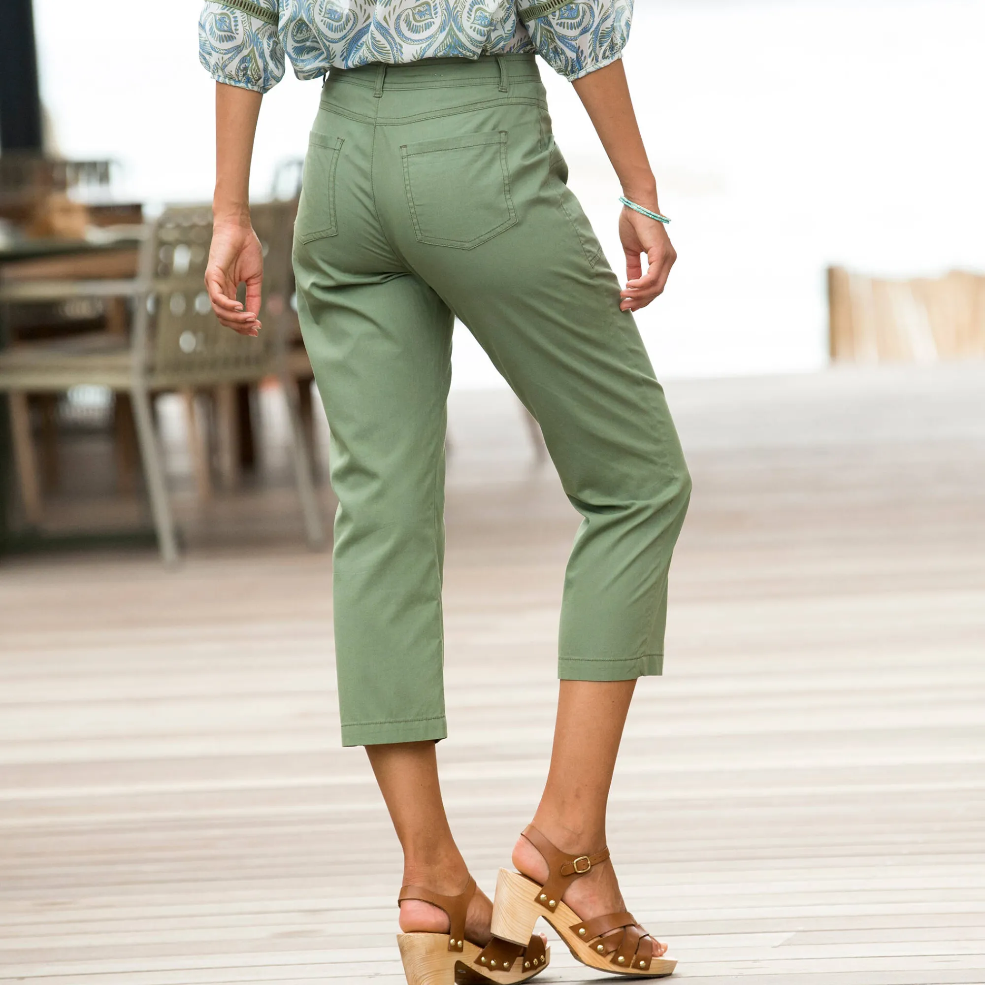 Broek<Blancheporte Rechte 7/8-broek in cargomodel kaki