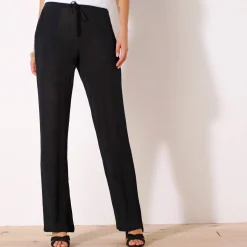 Broek<Blancheporte Rechte broek in effen crepon zwart