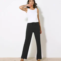 Broek<Blancheporte Rechte broek in effen crepon zwart