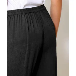 Broek<Blancheporte Rechte broek in effen crepon zwart