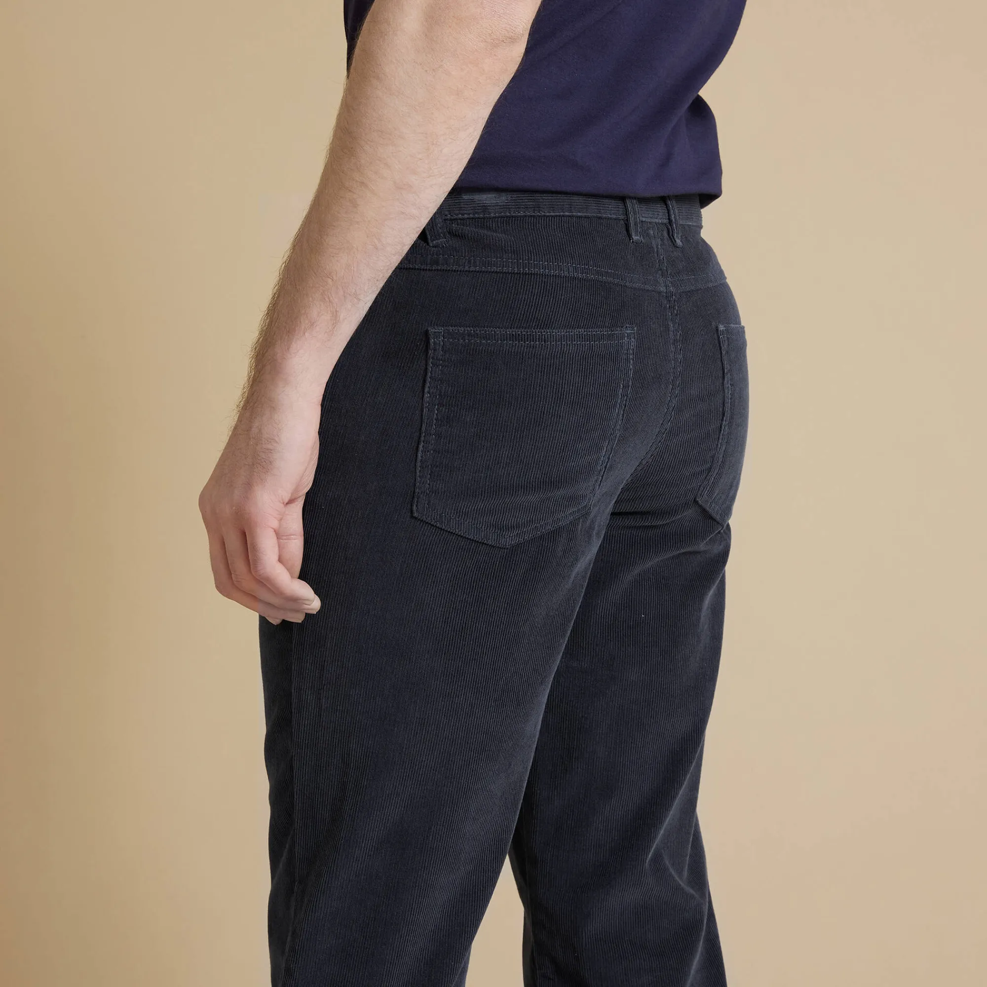 Broek<Blancheporte Rechte broek in fijngeribd velours, 5 zakken grijsblauw
