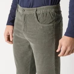 Broek<Blancheporte Rechte broek in fijngeribd velours, 5 zakken grijsgroen