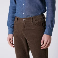 Broek<Blancheporte Rechte broek in fijngeribd velours, 5 zakken taupe