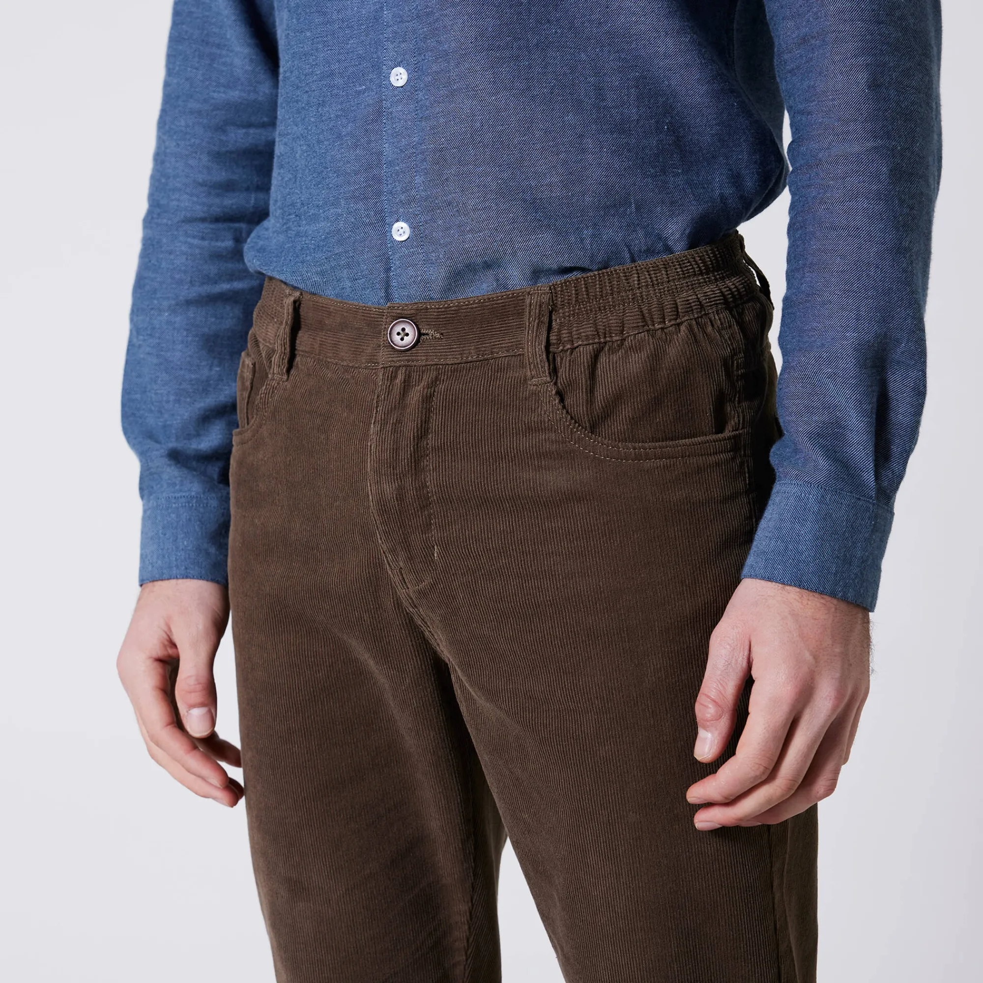 Broek<Blancheporte Rechte broek in fijngeribd velours, 5 zakken taupe