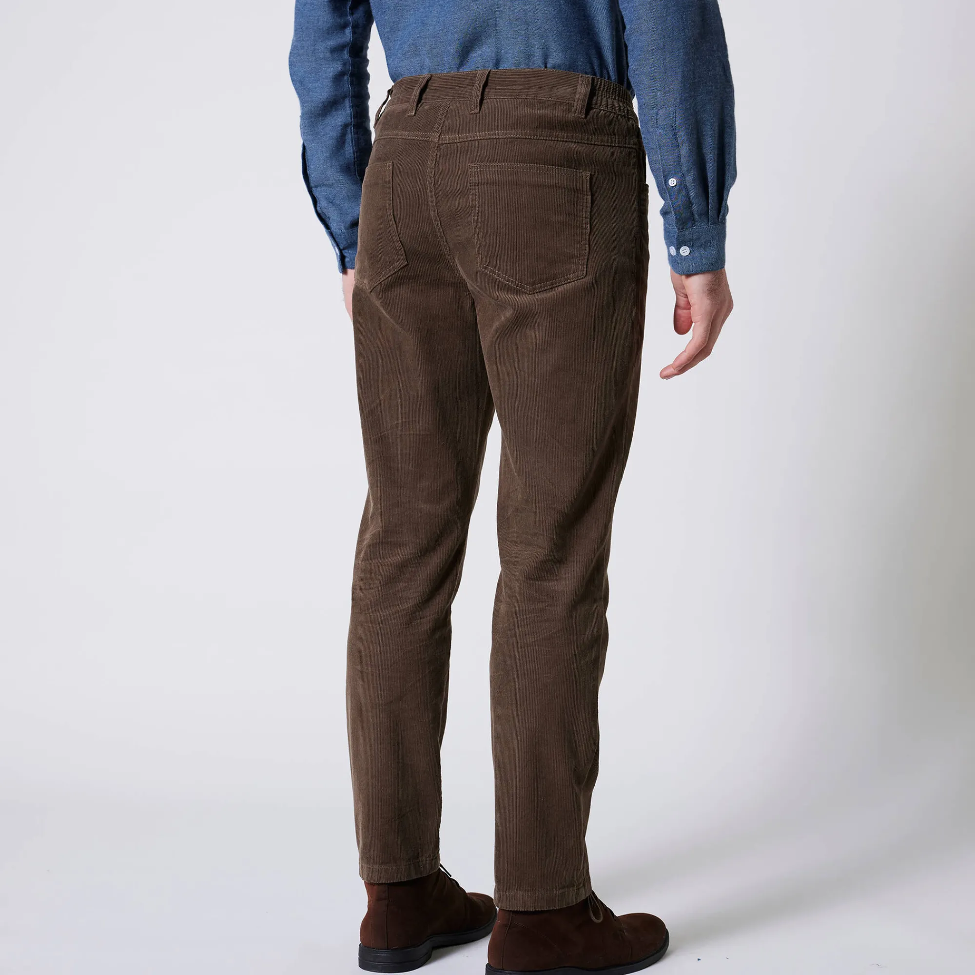 Broek<Blancheporte Rechte broek in fijngeribd velours, 5 zakken taupe