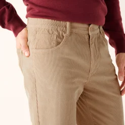 Broek<Blancheporte Rechte broek in fijngeribd velours, 5 zakken beige