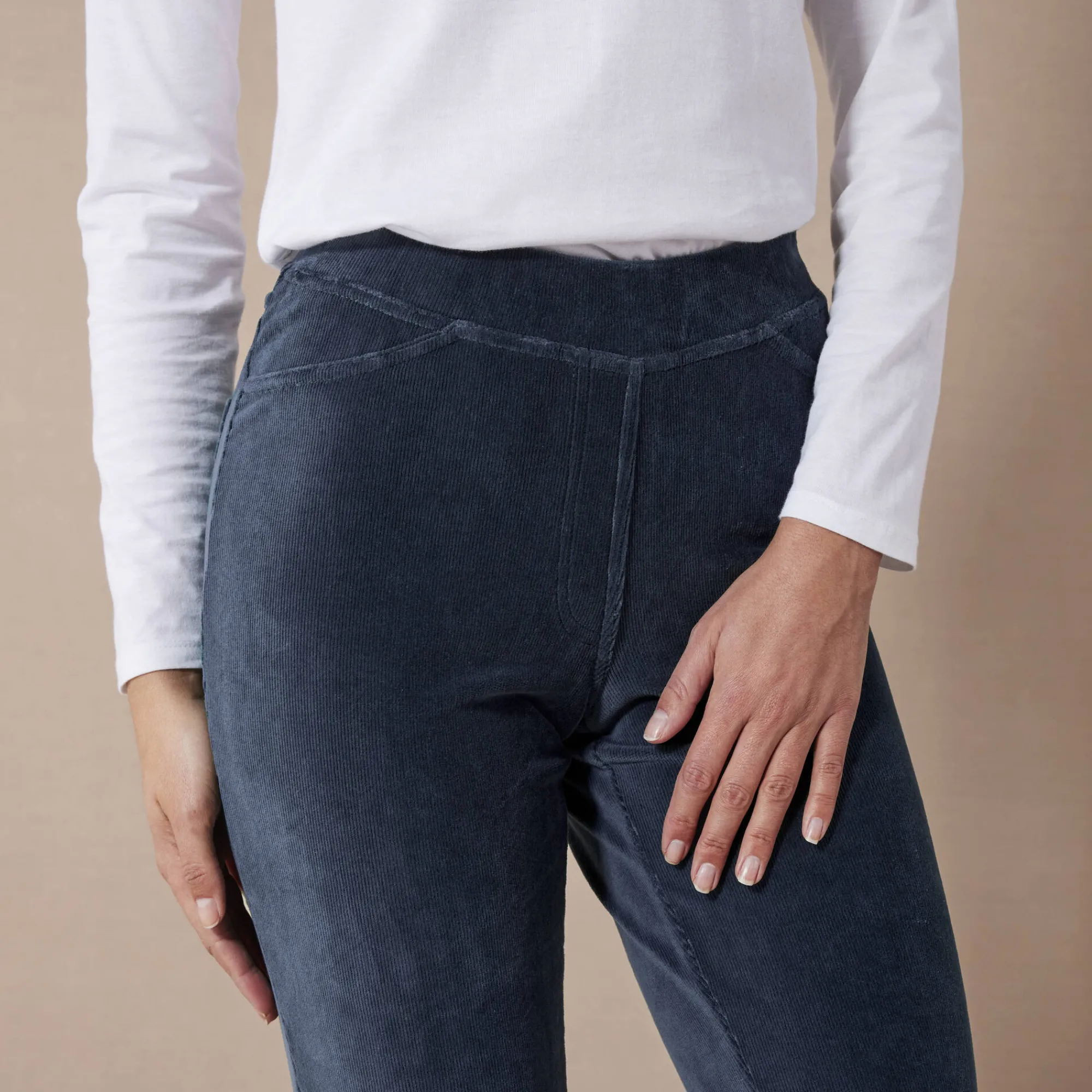 Broek<Blancheporte Rechte broek in fluweeltricot marine