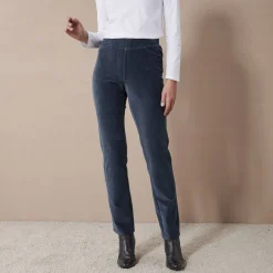 Broek<Blancheporte Rechte broek in fluweeltricot marine