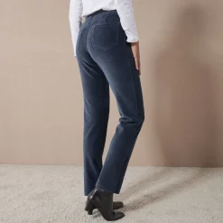 Broek<Blancheporte Rechte broek in fluweeltricot marine