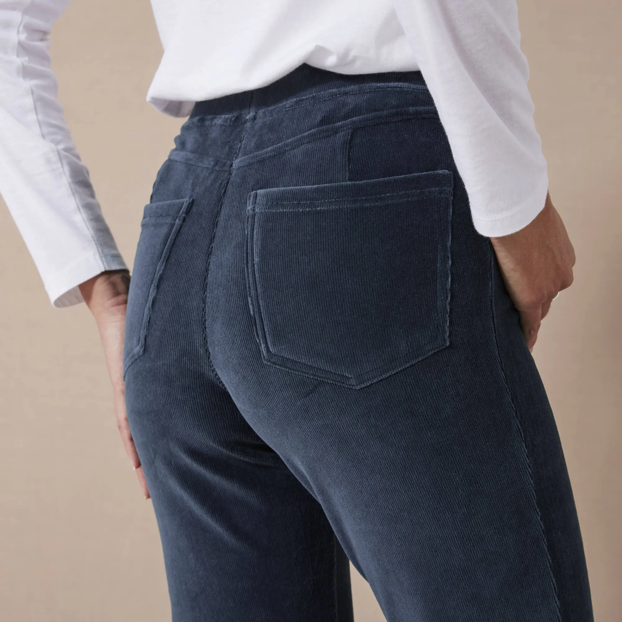 Broek<Blancheporte Rechte broek in fluweeltricot marine